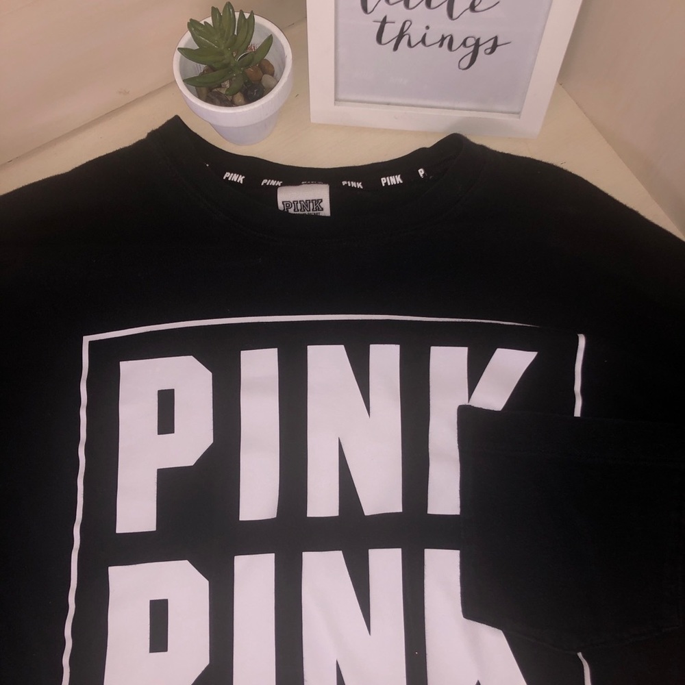 PINK Long Sleeve Pocket Tee